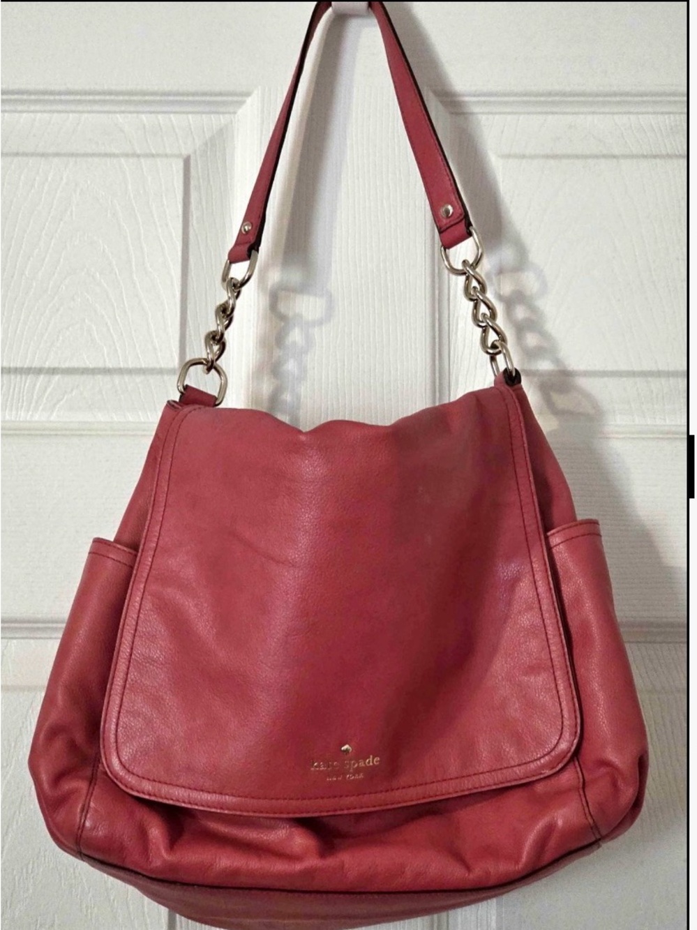 ♠️ kate spade large Leather Shoulder Bag with Chain Strap Handbag Purse